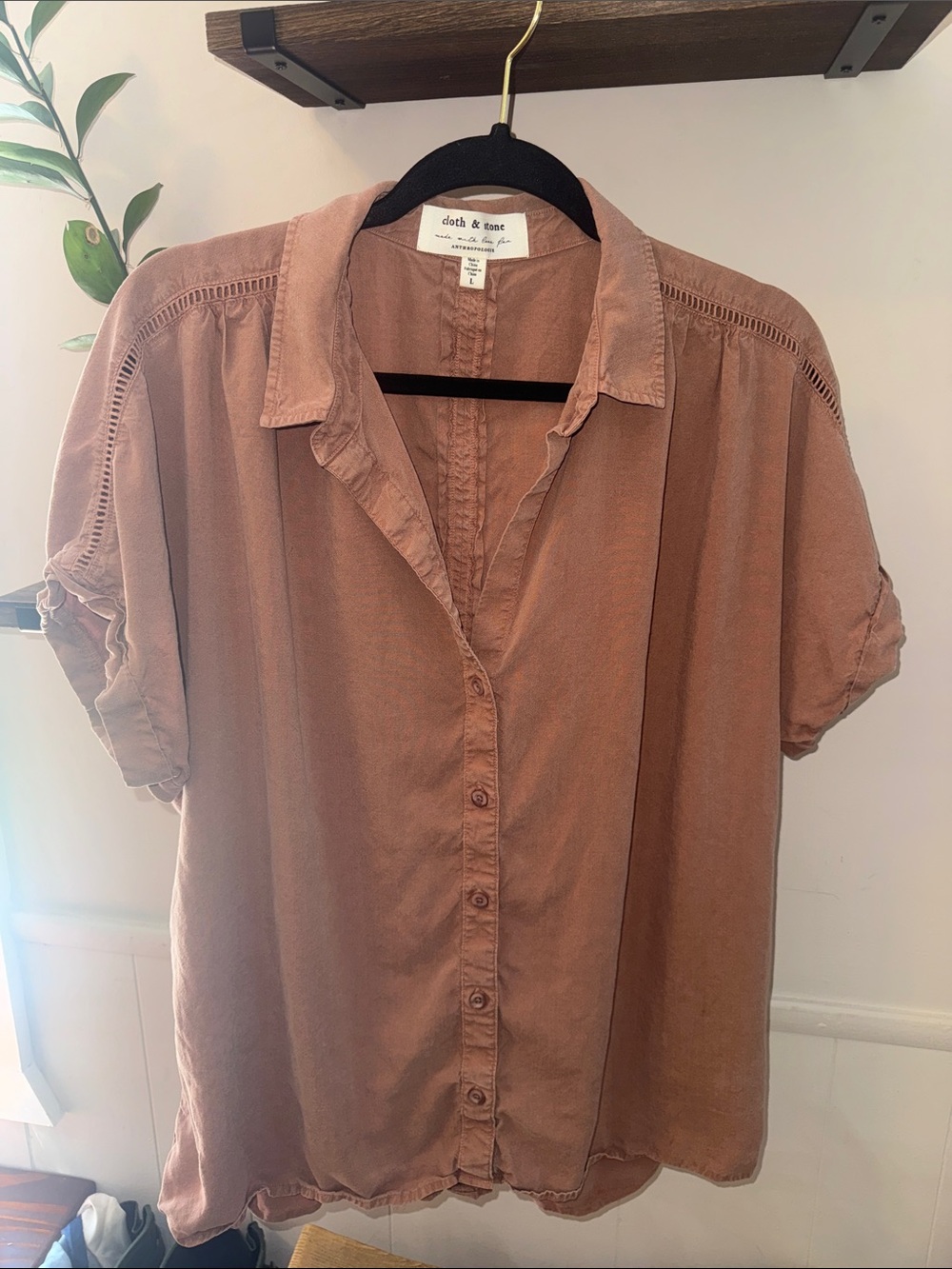 Anthropologie cloth & stone Button Front Blouse in Dusty Rose
